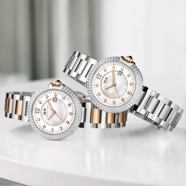 IW.552L I&W Swiss authentic watch for women, light luxury quartz watch with Baosteel strap and diamond dial, business watch
