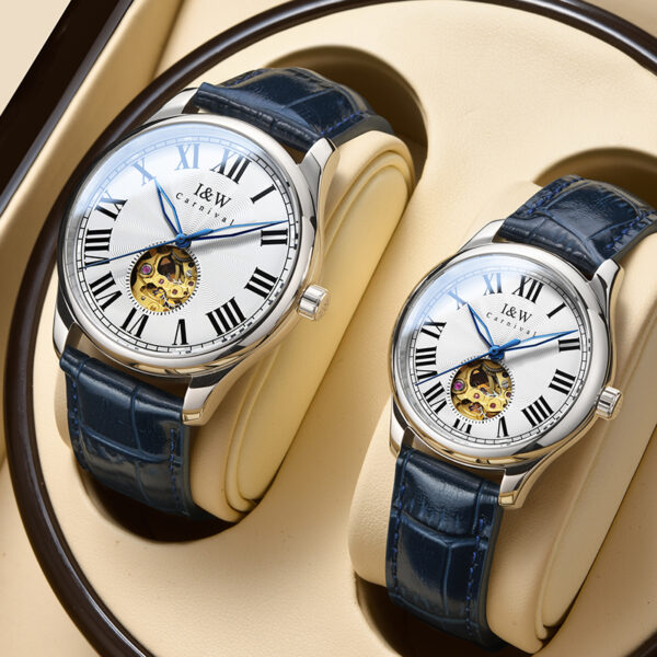 IW.695G/L I&W Swiss genuine watch men's automatic mechanical watch retro style hollow movement blue needle business watch luminous watch