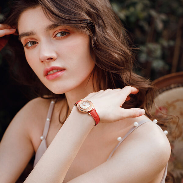 IW.3011L I&W Swiss genuine women's watch retro style elegant quartz watch leather strap diamond dial business watch