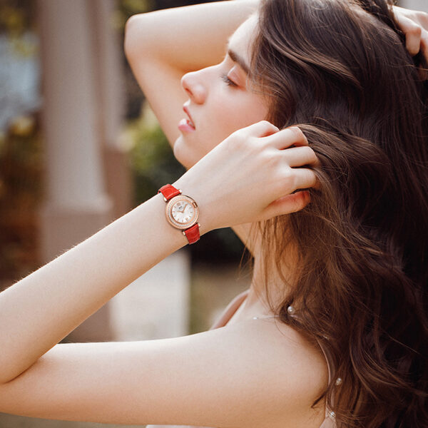 IW.3011L I&W Swiss genuine women's watch retro style elegant quartz watch leather strap diamond dial business watch