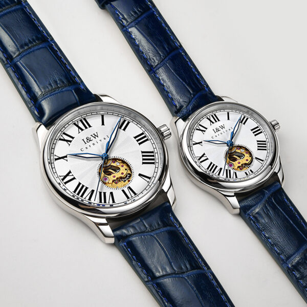 IW.695G/L I&W Swiss genuine watch men's automatic mechanical watch retro style hollow movement blue needle business watch luminous watch