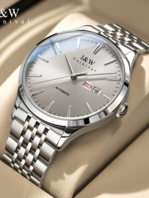 IW.509G I&W Swiss Men's Automatic Mechanical Watch Dual Calendar Baosteel Strap Business Watch Waterproof Sports Watch