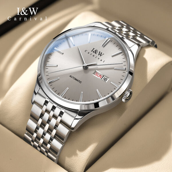 IW.509G I&W Swiss Men's Automatic Mechanical Watch Dual Calendar Baosteel Strap Business Watch Waterproof Sports Watch