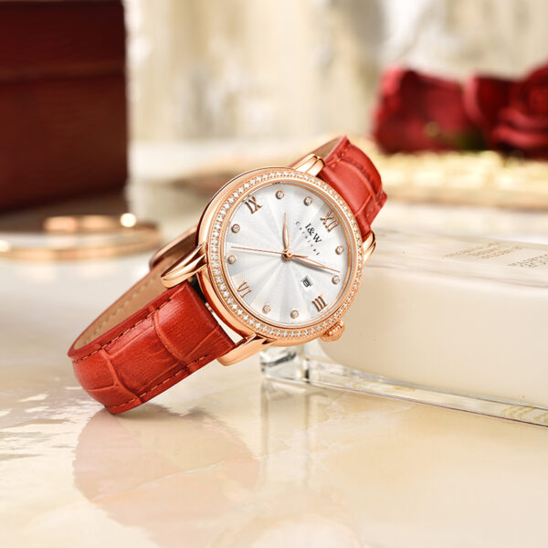 IW.539L I&W Swiss authentic luxury women's quartz watch with diamond dial and bamboo leather strap business watch