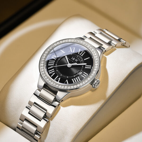 IW.635L I&W Swiss authentic watch for women, blue needle quartz watch with diamond dial, Baosteel strap, business watch, waterproof sports watch