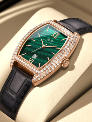 IW.537L I&W Swiss genuine women's watch with barrel-shaped diamond dial, quartz watch, bamboo leather strap, business watch