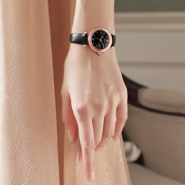 IW.551L I&W Swiss genuine watch women's round quartz watch with leather strap and diamond dial light luxury business watch