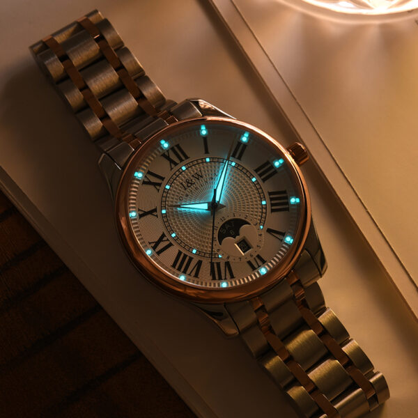 IW.55833G/L I&W light luxury fashion couple watch retro style dual calendar business watch Baosteel strap waterproof luminous watch pair watch