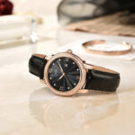 IW.539L I&W Swiss authentic luxury women's quartz watch with diamond dial and bamboo leather strap business watch