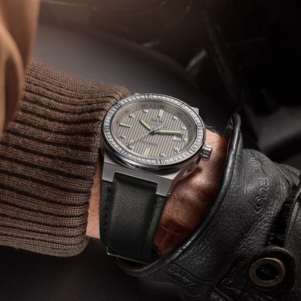 IW.610G Belt I&W Men's Diamond-encrusted Automatic Mechanical Watch Swiss Genuine Watch Thin Leather Belt Business Watch