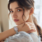 IW.700L I&W Women's niche light luxury quartz watch retro style blue pin square business watch Baosteel strap waterproof sports watch