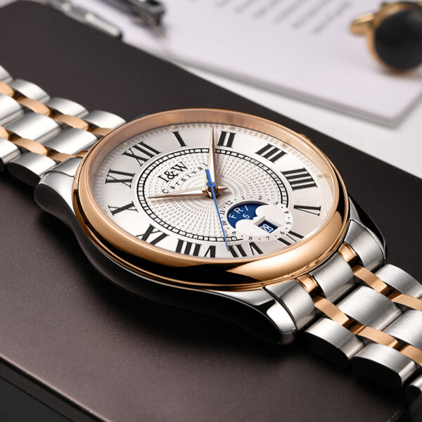 IW.55833G/L I&W light luxury fashion couple watch retro style dual calendar business watch Baosteel strap waterproof luminous watch pair watch