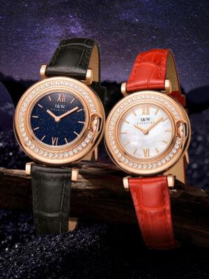 IW.3011L I&W Swiss genuine women's watch retro style elegant quartz watch leather strap diamond dial business watch