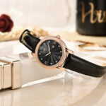 IW.539L I&W Swiss authentic luxury women's quartz watch with diamond dial and bamboo leather strap business watch