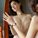 IW.551L I&W Swiss genuine watch women's round quartz watch with leather strap and diamond dial light luxury business watch