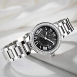 IW.635L I&W Swiss authentic watch for women, blue needle quartz watch with diamond dial, Baosteel strap, business watch, waterproof sports watch