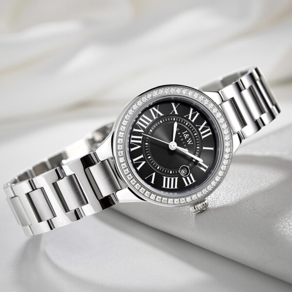 IW.635L I&W Swiss authentic watch for women, blue needle quartz watch with diamond dial, Baosteel strap, business watch, waterproof sports watch