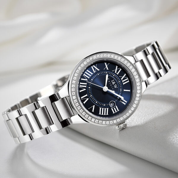 IW.635L I&W Swiss authentic watch for women, blue needle quartz watch with diamond dial, Baosteel strap, business watch, waterproof sports watch