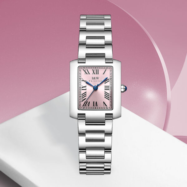 IW.700L I&W Women's niche light luxury quartz watch retro style blue pin square business watch Baosteel strap waterproof sports watch