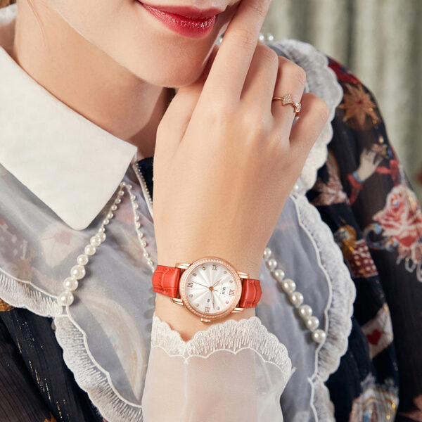 IW.539L I&W Swiss authentic luxury women's quartz watch with diamond dial and bamboo leather strap business watch