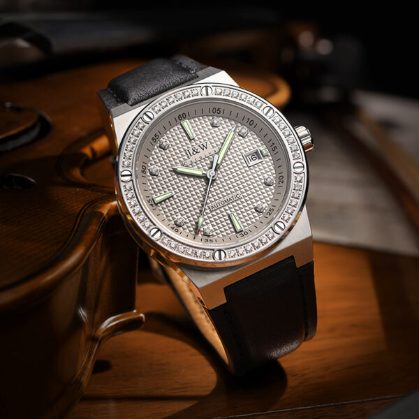 IW.610G Belt I&W Men's Diamond-encrusted Automatic Mechanical Watch Swiss Genuine Watch Thin Leather Belt Business Watch