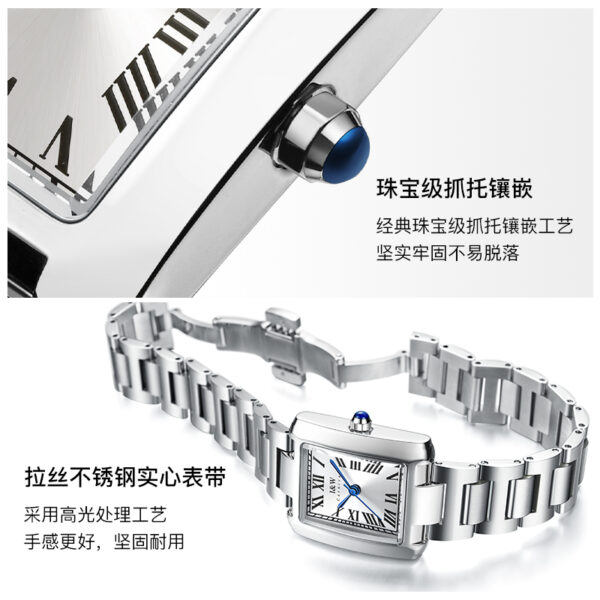 IW.700L I&W Women's niche light luxury quartz watch retro style blue pin square business watch Baosteel strap waterproof sports watch