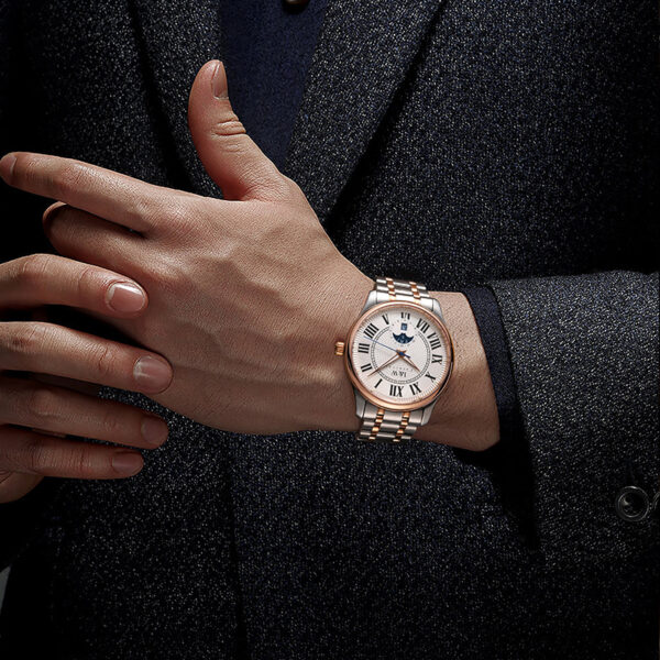 IW.55833G/L I&W light luxury fashion couple watch retro style dual calendar business watch Baosteel strap waterproof luminous watch pair watch