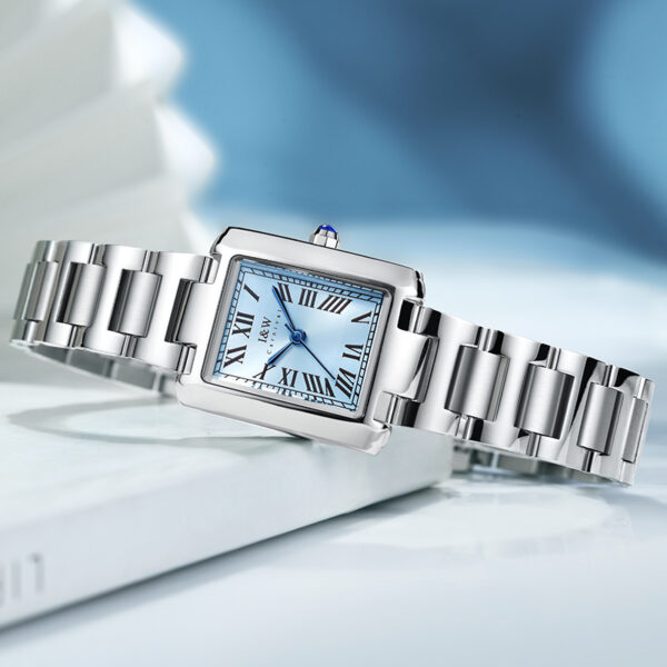 IW.700L I&W Women's niche light luxury quartz watch retro style blue pin square business watch Baosteel strap waterproof sports watch