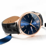 IW.516G I&W Swiss genuine men's watch dual calendar fully automatic mechanical watch 18K gold dial cowhide strap business watch