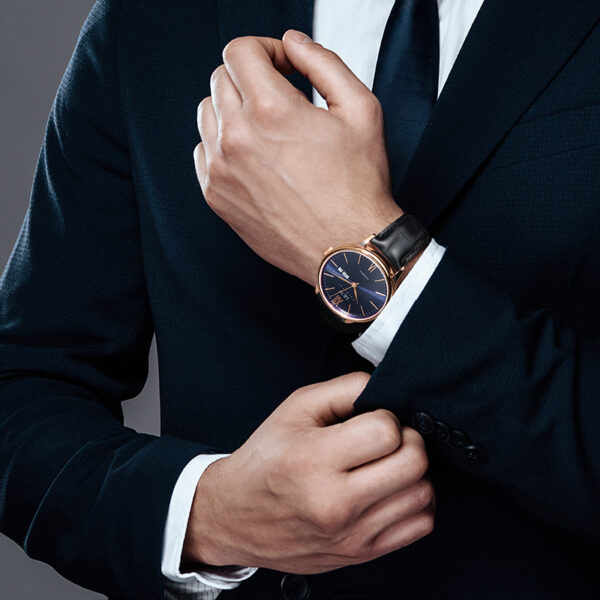 IW.516G I&W Swiss genuine men's watch dual calendar fully automatic mechanical watch 18K gold dial cowhide strap business watch