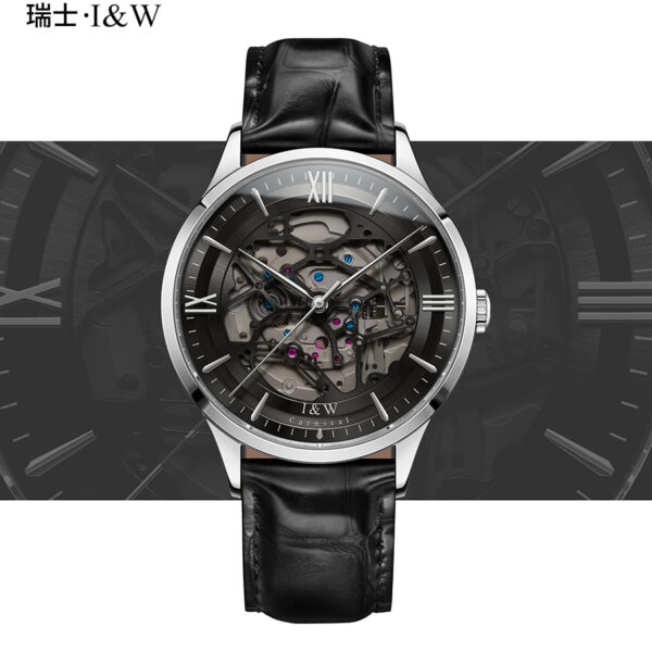 IW.523G New I&W watch men's hollow bottom mechanical watch fully automatic men's watch waterproof business watch