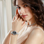 IW.635L I&W Swiss authentic watch for women, blue needle quartz watch with diamond dial, Baosteel strap, business watch, waterproof sports watch