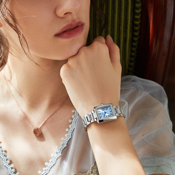 IW.700L I&W Women's niche light luxury quartz watch retro style blue pin square business watch Baosteel strap waterproof sports watch