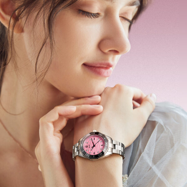 IW.55798L Steel belt I&W women's business watch with ripple dial and diamond scale, waterproof and luminous casual quartz watch