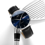 IW.8861G Blue surface and black surface I&W men's fully automatic mechanical watch retro style leather strap business watch Swiss watch