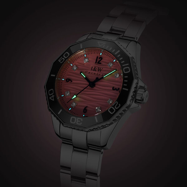 IW.55798L Steel belt I&W women's business watch with ripple dial and diamond scale, waterproof and luminous casual quartz watch