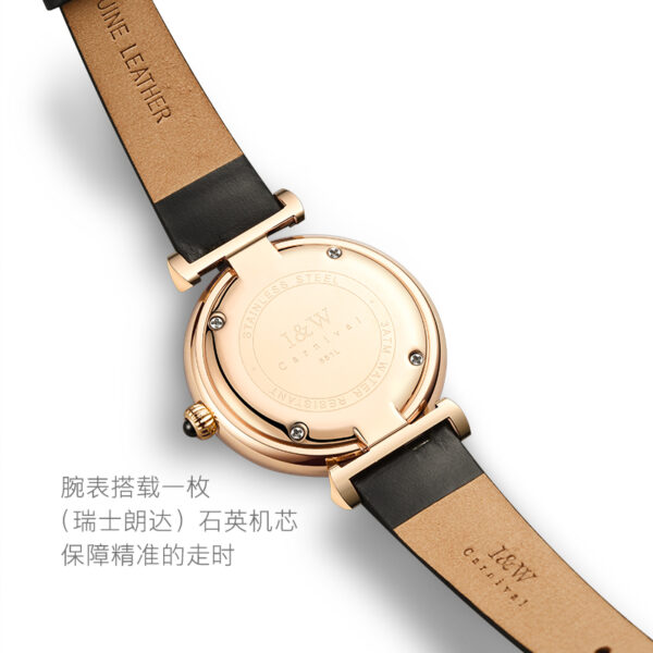 IW.551L I&W Swiss genuine watch women's round quartz watch with leather strap and diamond dial light luxury business watch