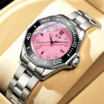 IW.55798L Steel belt I&W women's business watch with ripple dial and diamond scale, waterproof and luminous casual quartz watch