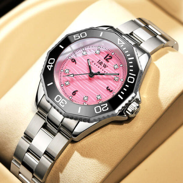IW.55798L Steel belt I&W women's business watch with ripple dial and diamond scale, waterproof and luminous casual quartz watch