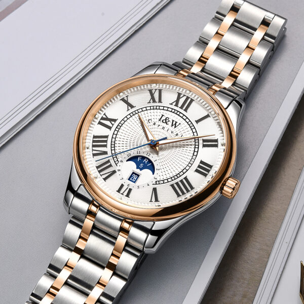 IW.55833G/L I&W light luxury fashion couple watch retro style dual calendar business watch Baosteel strap waterproof luminous watch pair watch
