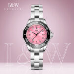 IW.55798L Steel belt I&W women's business watch with ripple dial and diamond scale, waterproof and luminous casual quartz watch