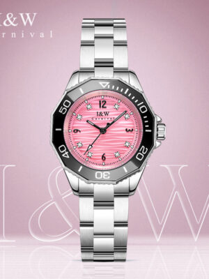 IW.55798L Steel belt I&W women's business watch with ripple dial and diamond scale, waterproof and luminous casual quartz watch