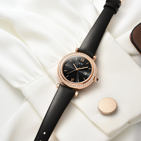 IW.551L I&W Swiss genuine watch women's round quartz watch with leather strap and diamond dial light luxury business watch