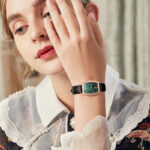 IW.537L I&W Swiss genuine women's watch with barrel-shaped diamond dial, quartz watch, bamboo leather strap, business watch