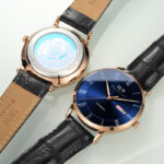 IW.8861G Blue surface and black surface I&W men's fully automatic mechanical watch retro style leather strap business watch Swiss watch