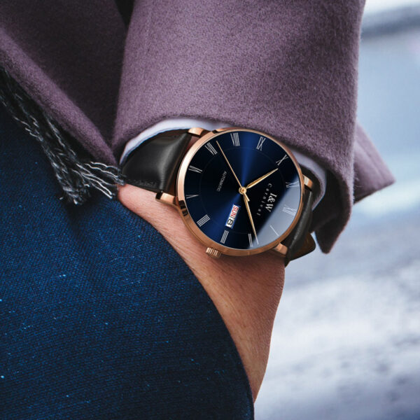 IW.8861G Blue surface and black surface I&W men's fully automatic mechanical watch retro style leather strap business watch Swiss watch