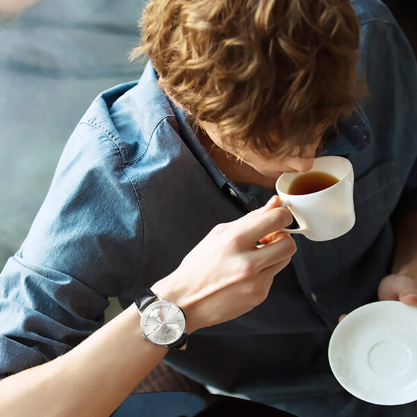 IW.506G I&W Men's Automatic Mechanical Watch with Leather Strap and Dual Calendar Waterproof Thin Sports Watch