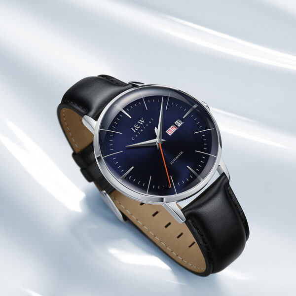 IW.506G I&W Men's Automatic Mechanical Watch with Leather Strap and Dual Calendar Waterproof Thin Sports Watch