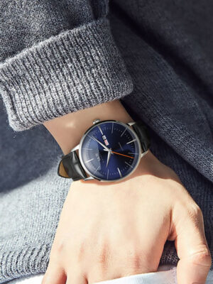 IW.506G I&W Men's Automatic Mechanical Watch with Leather Strap and Dual Calendar Waterproof Thin Sports Watch