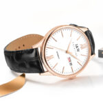 IW.516G I&W Swiss genuine men's watch dual calendar fully automatic mechanical watch 18K gold dial cowhide strap business watch